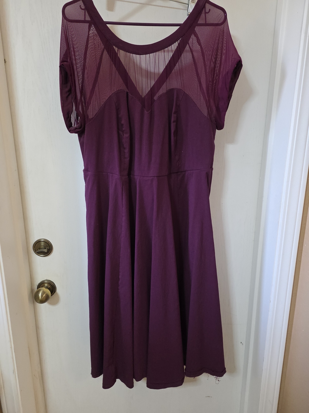 torrid Plum Fit-and-Flare Mesh Yoke Midi Dress